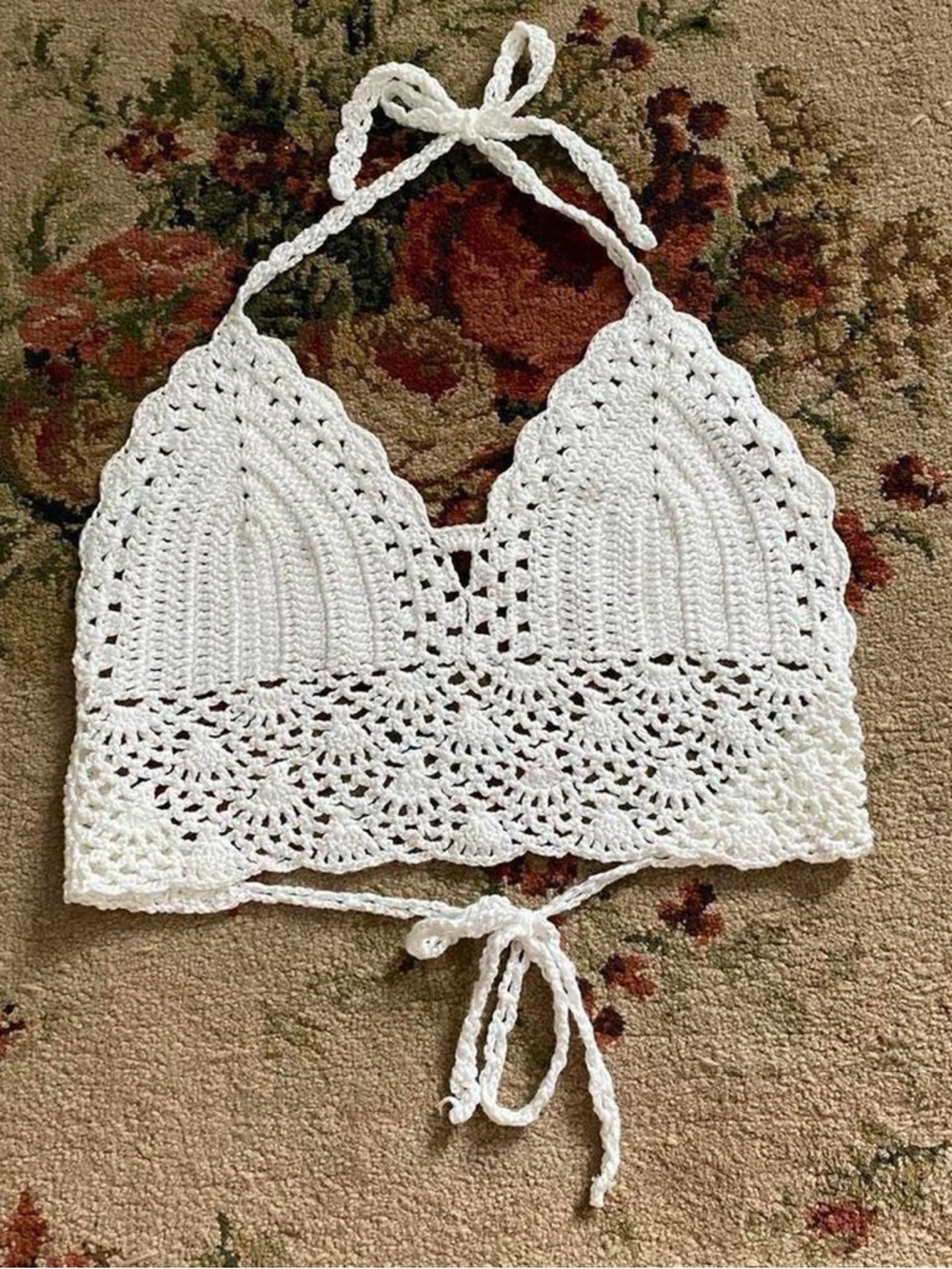 white crochet halter blouse